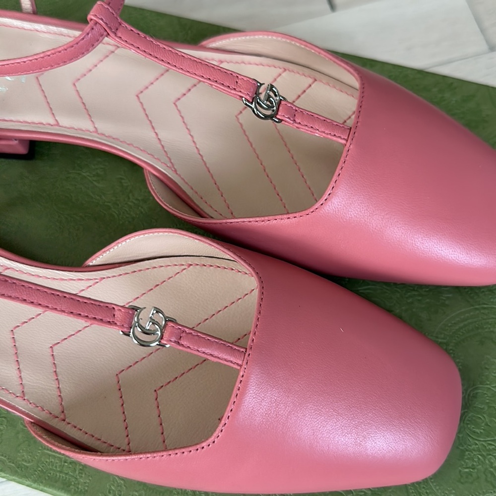 GUCCI Marmont Heel Size 38.5 US 8.5 T-Strap pink - Picture 3 of 9
